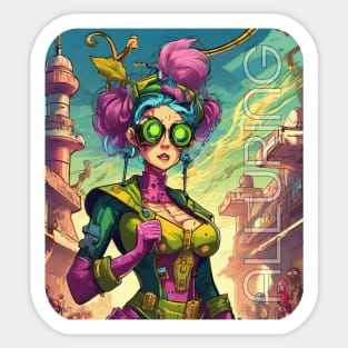 The Alluring Steam Punk Girl Sticker